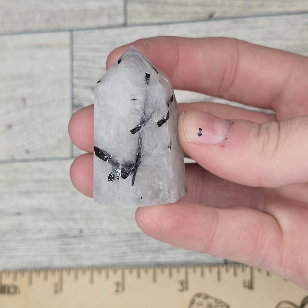 White Quartz And Tourmaline Mini Crystal Tower